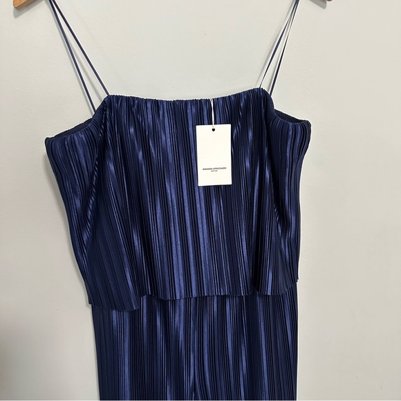 Amanda Uprichard Collina Jumpsuit NWT Women's Size Large Navy Plisse Cocktail - Picture 4 of 9